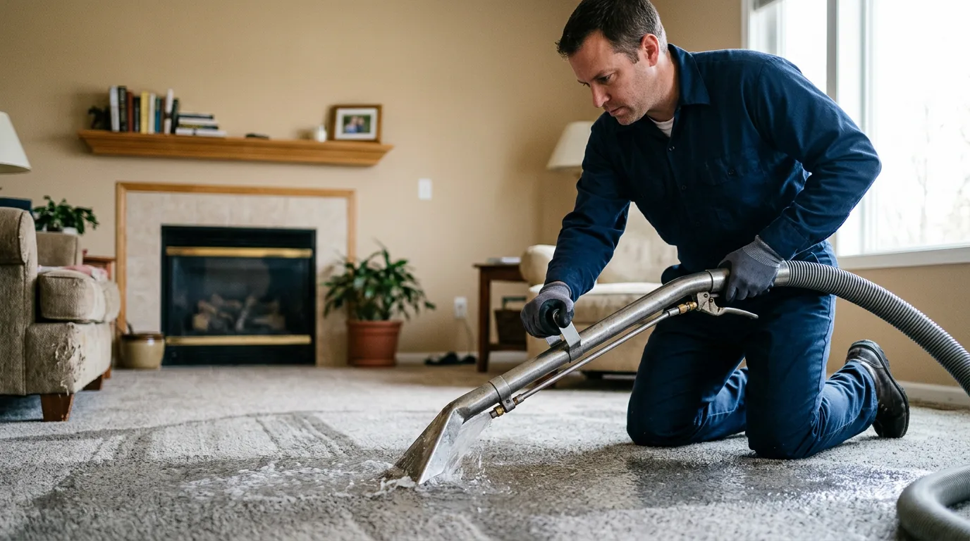 Water damage restoration technician working near Corcoran, CA